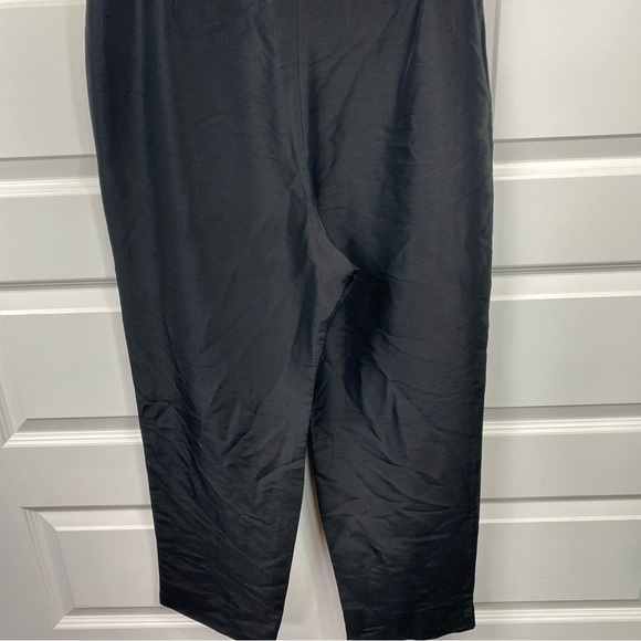 Lauren Ralph Lauren 100% Silk Pants sz 14 Green Label Luxury Preppy Black Wide - Picture 6 of 8